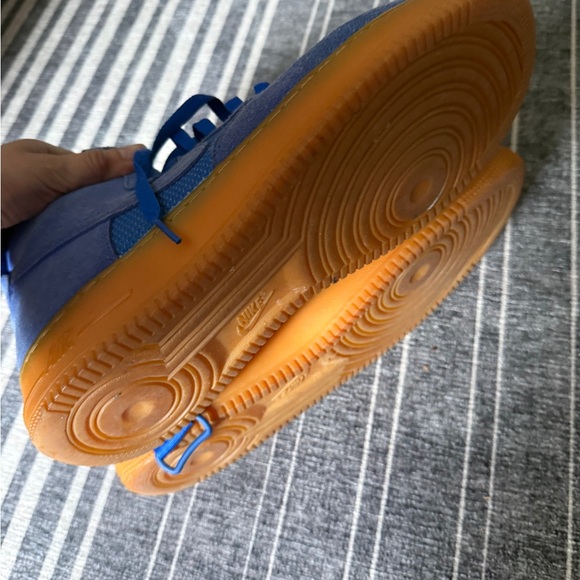 Nike Air Force 1 Blue Suede High-Top Sneakers with Gum Sole - Picture 2 of 4
